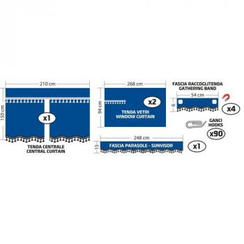 Preview: Lampa LKW-Vorhang-Set, Luxury Pro-Cabin, Blau/Gold für Standardkabine